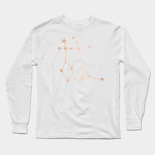 Gemini Zodiac Constellation in Rose Gold Long Sleeve T-Shirt